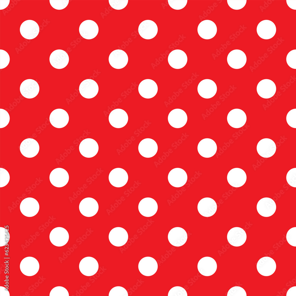 Poster red polka dot seamless pattern. retro texture. white polka dots on red background.