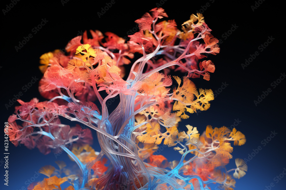 Poster an x-ray image highlighting the bronchial tree and the presence of any abnormalities or diseases. ge