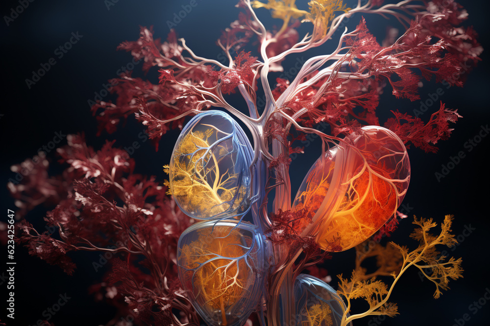 Poster an x-ray image highlighting the bronchial tree and the presence of any abnormalities or diseases. ge