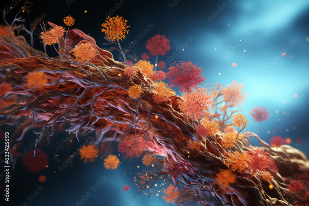 Poster A medical animation demonstrating the movement of mucus in the bronchial tree and the role of cilia in clearing the airways.  Generative AI technology.