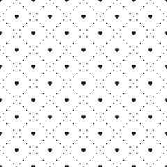 Seamless geometric pattern with hearts. Vector repeating texture.