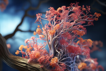 A medical animation demonstrating the movement of mucus in the bronchial tree and the role of cilia in clearing the airways.  Generative AI technology. - obrazy, fototapety, plakaty