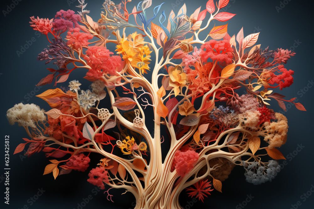 Aufkleber A bronchial tree infographic focused on common respiratory conditions and their impact on the airways.  Generative AI technology.