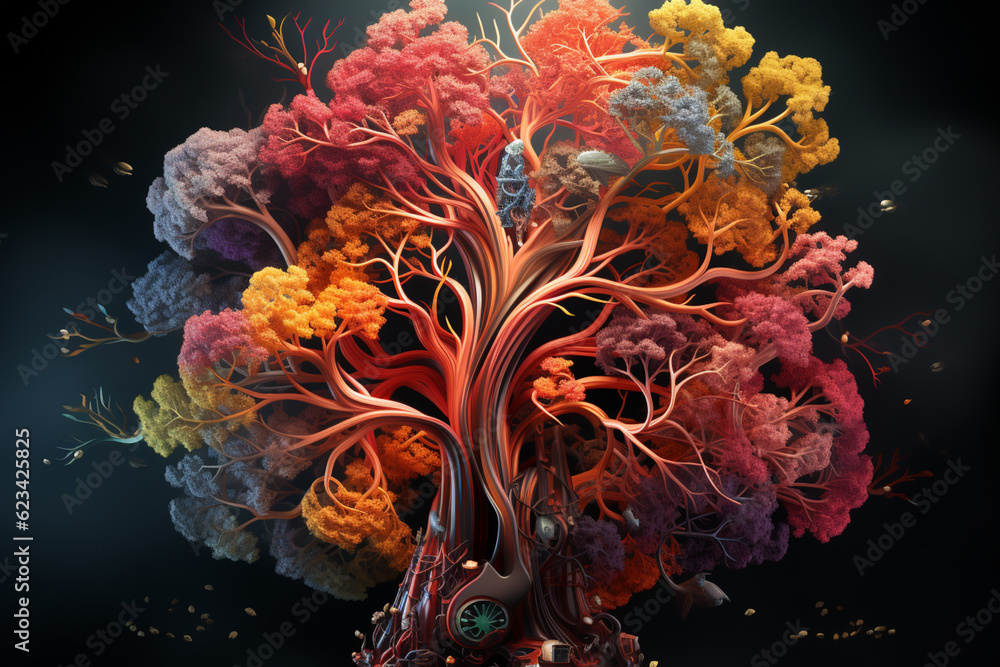 Poster a bronchial tree infographic focused on common respiratory conditions and their impact on the airway