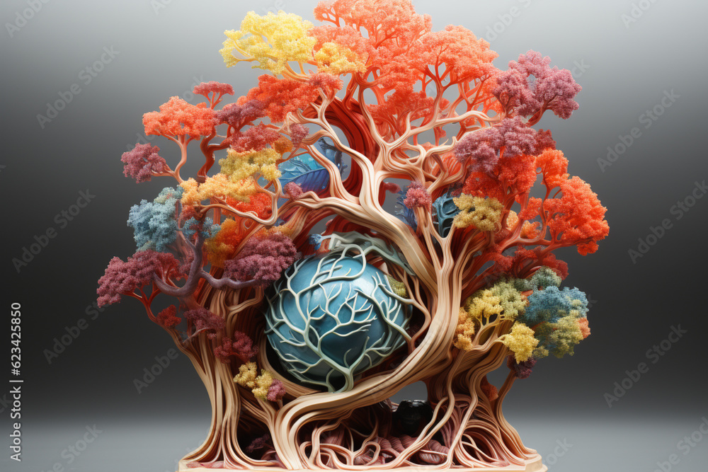Poster a bronchial tree model with removable parts, allowing for a closer examination of individual bronchi