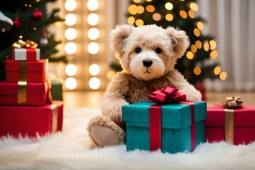 puppy with gift