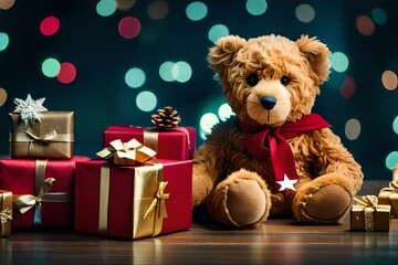 teddy bear with box