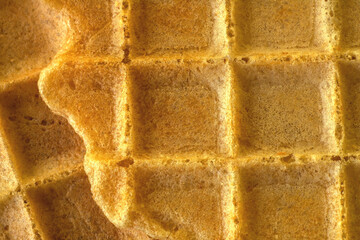 Macro waffle texture, waffle pattern top view