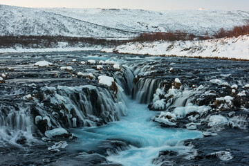 Brúarfoss waterfall (Iceland in winter)