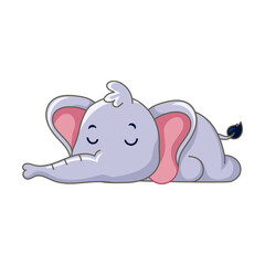 cute baby elephant cartoon sleeping