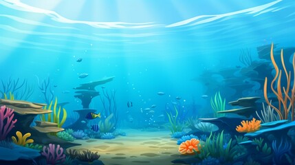 Fototapeta na wymiar cartoon style ocean background for product showca