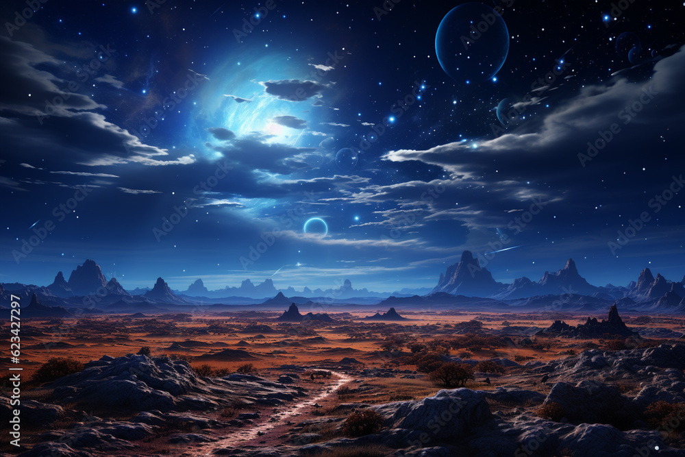 Leinwandbilder a night sky filled with stars over a desert, creating a sense of awe and wonder at the vastness of t