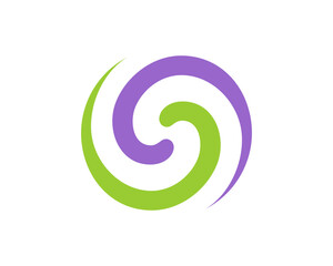 Green and purple twirl vector logo