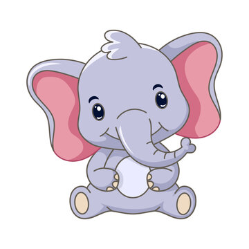 cute elephant cartoon smiling