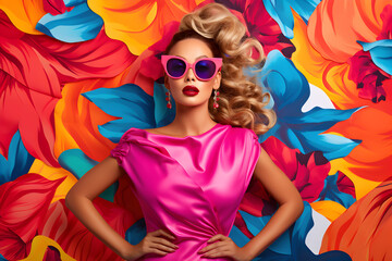 Summer Glamour: Fashionable Women Rocking Sunglasses and Pink Dress