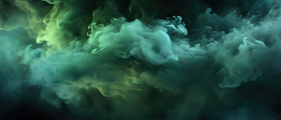 Green smoke on background, Texture and abstract art.