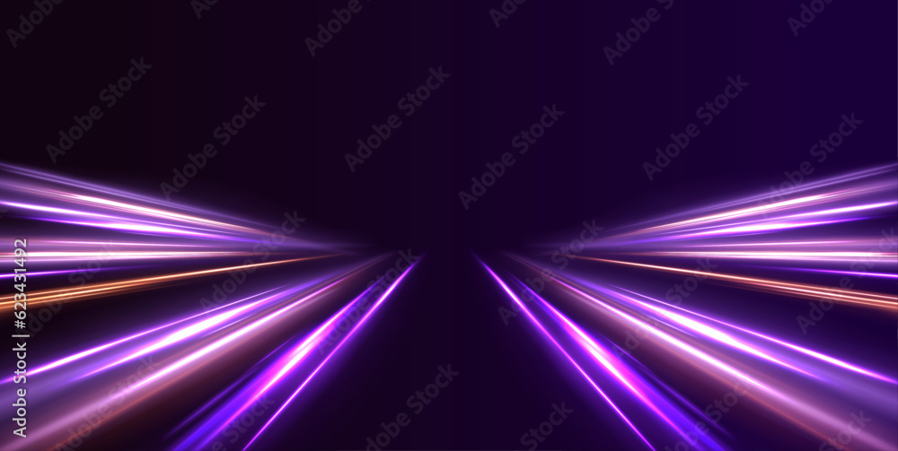 Poster laser beams luminous abstract sparkling isolated on a transparent background. acceleration speed mot