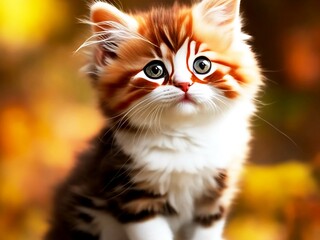 Obraz premium Siberian tabby cat exploring the autumn forest