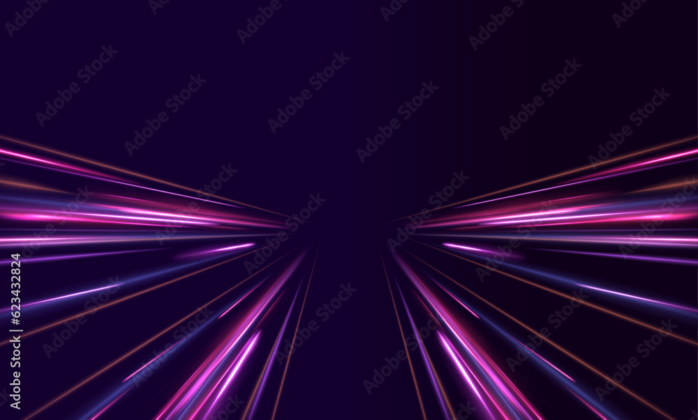Poster laser beams luminous abstract sparkling isolated on a transparent background. acceleration speed mot