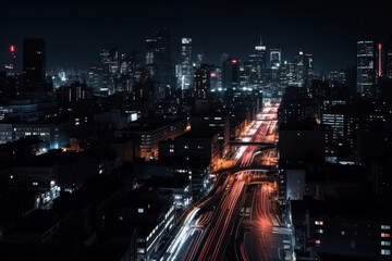 night traffic jams cityscape generative ai