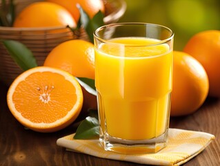 Fototapeta na wymiar orange juice and oranges