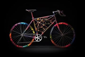 color logo polygonal bicycle, road bike generative ai