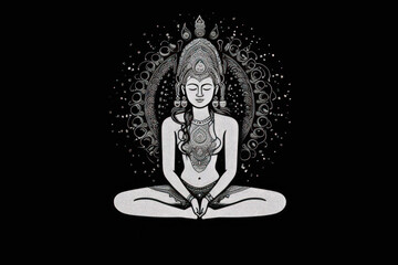 Fototapeta na wymiar yoga symbol logo on black background generative ai
