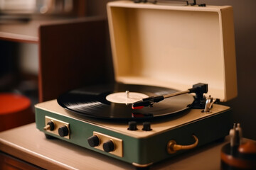 old vinyl record player generative ai