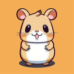 Cute Cartoon Hamster - Adorable Pocket Pet and Playful Rodent. Vector Illustration for Children and Baby. Flat Clipart of a Furry Creature