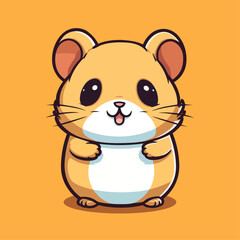 Cute Cartoon Hamster - Adorable Pocket Pet and Playful Rodent. Vector Illustration for Children and Baby. Flat Clipart of a Furry Creature