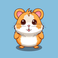 Cute Cartoon Hamster - Adorable Pocket Pet and Playful Rodent. Vector Illustration for Children and Baby. Flat Clipart of a Furry Creature