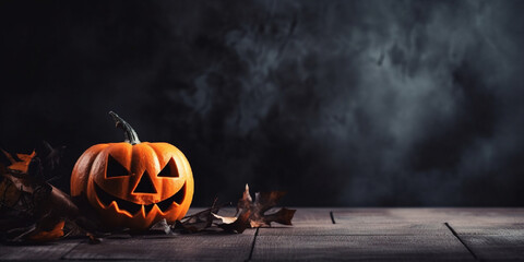 Halloween 2023 wide backdrop banner with copyspace on a black background
