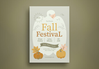 Grey Flat Design Fall Festival Flyer Layout