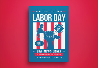 Blue Flat Design Labor Day Flyer Layout