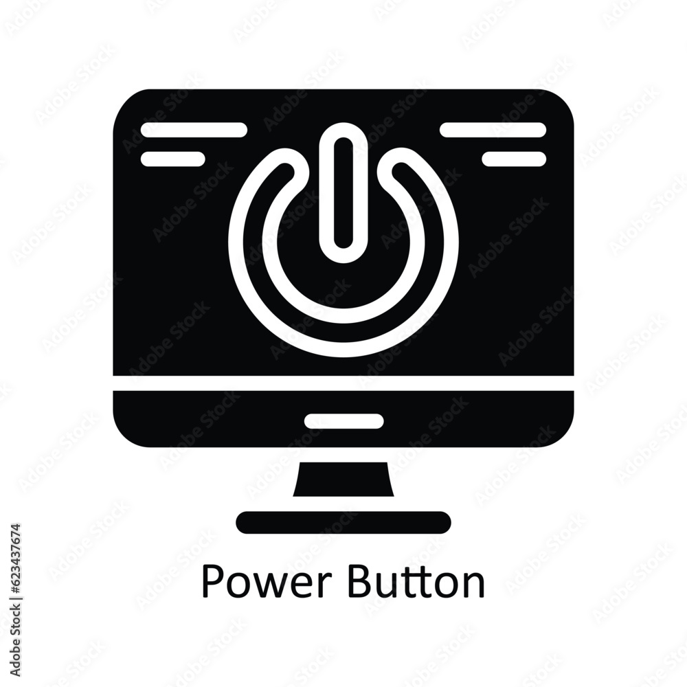 Poster power button vector solid icon design illustration. nature and ecology symbol on white background ep