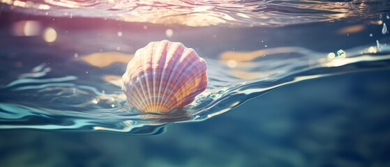 Sea shell in water. Generative AI