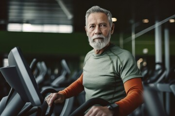 Fototapeta na wymiar Senior healthy lifestyle concept with fitness man working out at gym. healthy life middle aged man