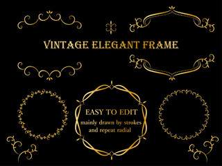 主に線とリピートラジアルで作成されているので、自由に変更・編集しやすいエレガントフレームセット