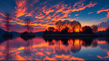 sunset on the lake