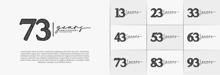 set of anniversary logo with black number on white background can be use for celebration