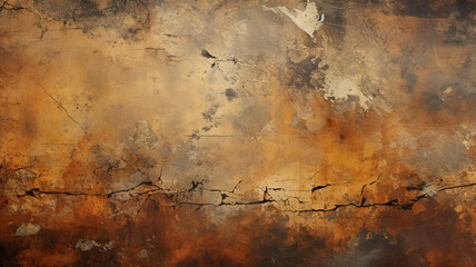 Old grunge copper bronze rusty texture background. Distressed cracked patina.