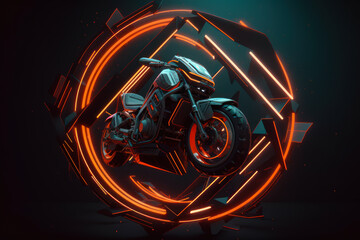 sport bike futuristic logo illuminated motorcycle generative ai