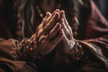 female hands praying to god. generative ai