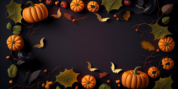 funky halloween 2023 sales banner background with copy space, top view