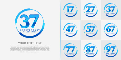 set of anniversary logo with blue number in circle can be use for celebration