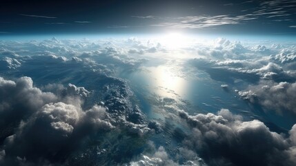 Earth from space with sun flare