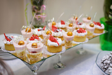 Delicious sweets on candy bar.  