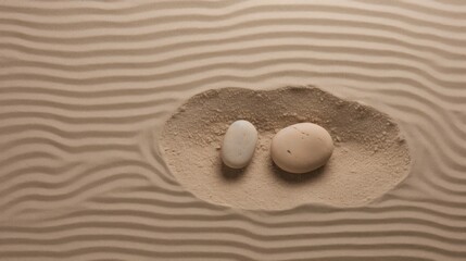 Fototapeta na wymiar White stones in sand on a background of the sea. The concept of relaxation and meditation