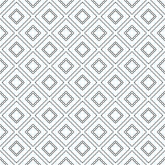 Seamless Geometric Pattern, Drawn on Checkered Notebook. Endless Modern Mosaic Texture.  Fabric Textile, Wrapping Paper, Wallpaper. Vector Contour Illustration. Coloring Book Page