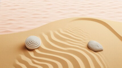 Fototapeta na wymiar zen meditation in the desert, zen stones on sand dunes